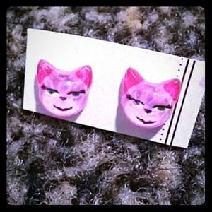 Pink cat earings